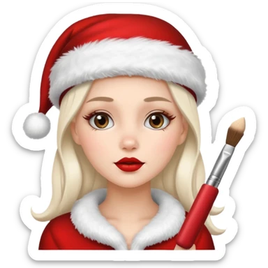 clean and vanilla girl who loves cosmetics and fashion with santa claus hat like holiday mood sticker
