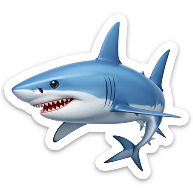 blue shark with sharp teeth swimming sticker