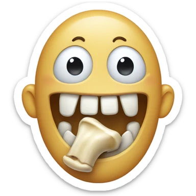 Smiling and drooling with a bone in mouth sticker