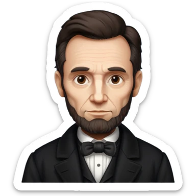 Illustrate Abraham Lincoln with  beard & classic black coat sticker