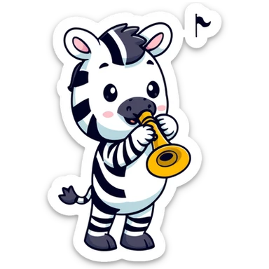 zebra playing trumpet sticker