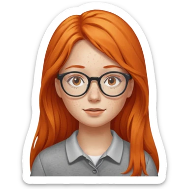 Girl with long orange hair and glasses sticker