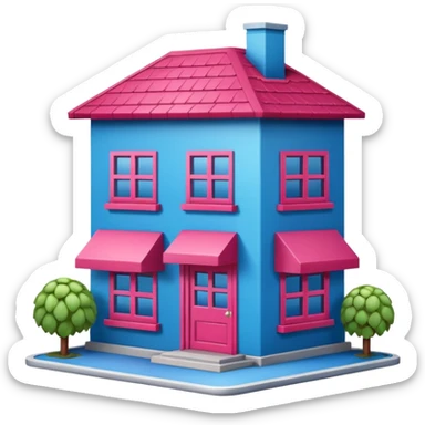 The building houses the Ozon order pickup point in its signature blue (digital blue) and raspberry colors. sticker