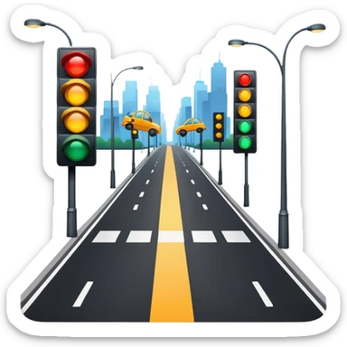 a city street with cars and traffic lights sticker