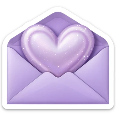 a closed pastel lilac heart shiny sparkly glittery aesthetic romantic vintage envelope  sticker