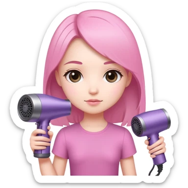 chibi style girl holding a Dyson hair dryer sticker