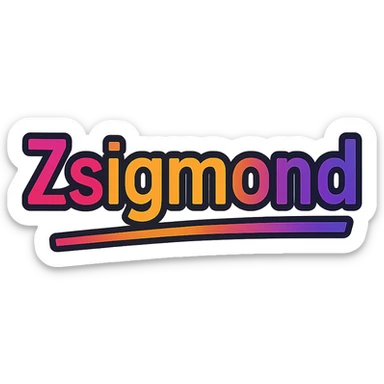 modern colorful gradient typography of the name Zsigmond with dark outline, dynamic slanted or partial underline, in the style of reference patterns sticker