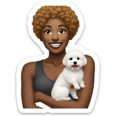 Black woman with a white maltipoo wishing a happy Thanksgiving  sticker