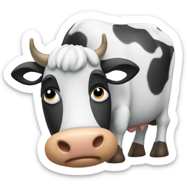 a sleepy cow who's buzzy with school sticker