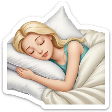 Sleeping beauty light brunett white girl sleeping on silk pillow and duvet  sticker