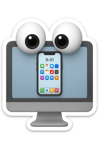 emoji 3d stile iphone di schermo pc con occhi 3d sticker