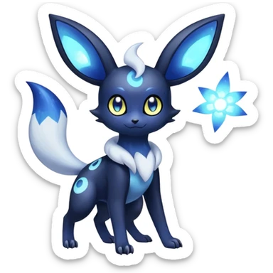 Nebulae Noibat-Meowstic-Umbreon-Fakémon-hybrid-creature (full body)  sticker