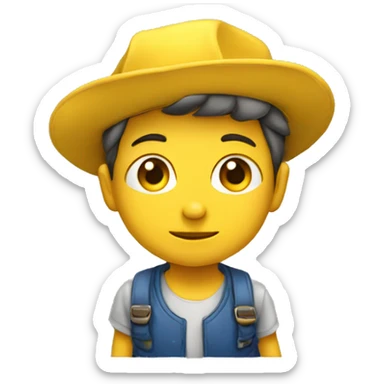 Niño usando una gorra amarilla sticker