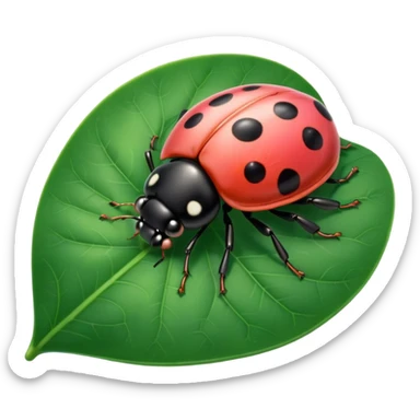  cute pink lady bug on leaf sticker