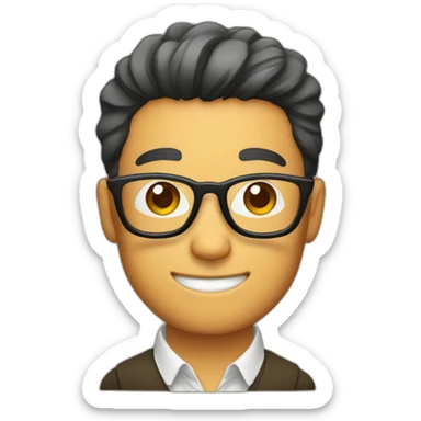 Japanese wearing glasses alohashirt is holding beer sticker