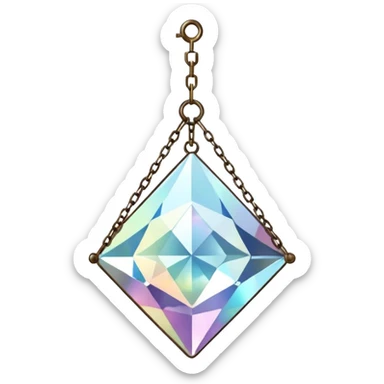 A crystalline hanging chained tiny mirror suncatcher  sticker