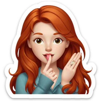 Long haired redhead winking & blowing kisses sticker