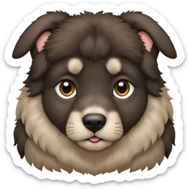 A dark-colored Caucasian Shepherd puppy with cropped ears sticker