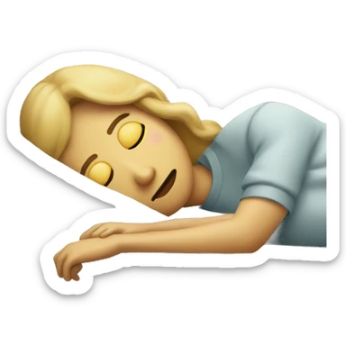 Sad person laying in bed next to mum sticker