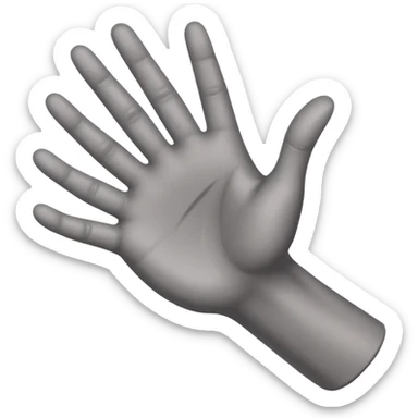 front angle view of a grey colored arm and 5 fingered hand reaching out sticker