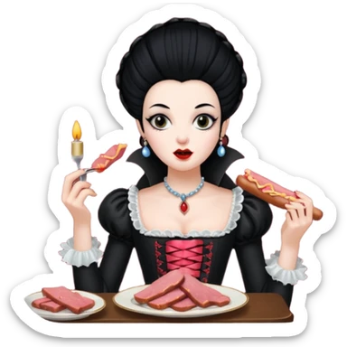 marie antoinette goth vampire with spam meat dinner sticker