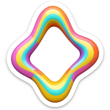 3D, one single psychedelic colored line with beveled edge sticker