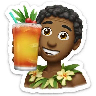 tua tagavoila drinking a mai tai sticker