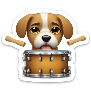 Sad dog crying while playing the drums sticker