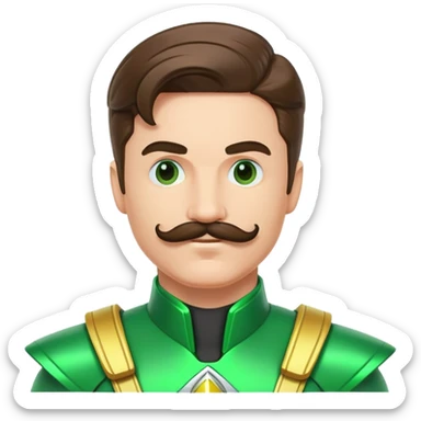 green power ranger, white guy with mustache sticker