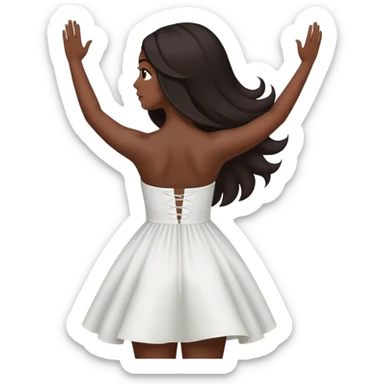 Latina girl back looking away dress strapless arms up sticker