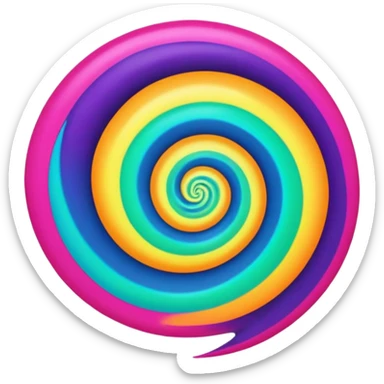 create  a Circular emoji, thin black outline, neon energy tornado vortex, clockwise glowing spiral, blue and green outer swirls, magenta and purple core, red inner arc, yellow-orange base glow, smooth gradients, psychedelic futuristic style, high saturation, intense glow, centered sticker
