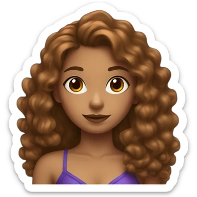 Girl with long brown curly hair and spider-man suit and olive skin sticker