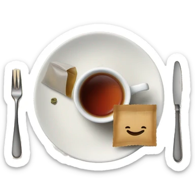 cup of tea cup on the plate with teabag next to it sticker