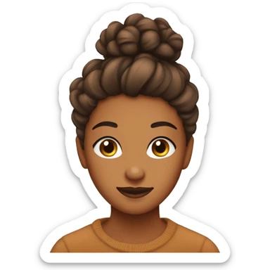 Pretty caramel skin with curly messy bun and edges sticker