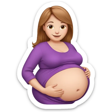 very heavily pregnant overdue woman with super  huge belly sticker