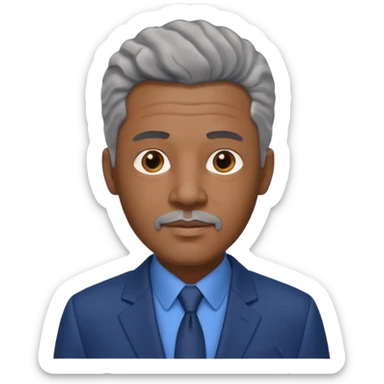 An avatar of a cool debinaire black man in his early sixties with short wavy gray hair, short sideburns and a short trimmed goatee. sticker