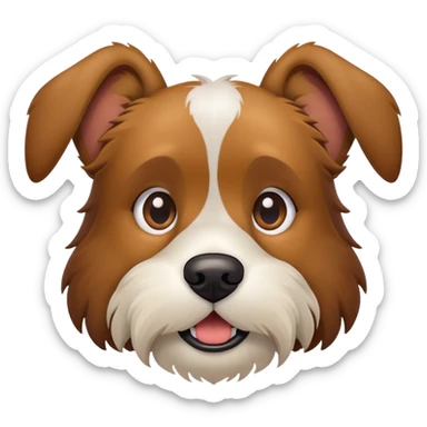 Scruffy brown dog with ears up  sticker