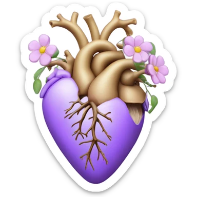 light purple organ heart with flowers growing out of it sticker