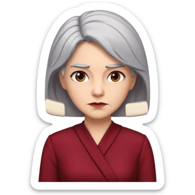 i need an image of a older woman named bonny who is a bind fund manager. where dark red professional dress with grey hair sticker
