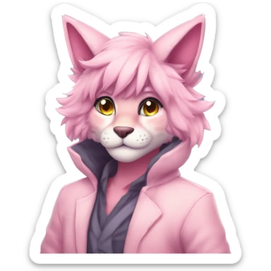 Anthropomorphic Anthro Pastel Pink Sona Lynx-Fakémon Furry Full Body sticker