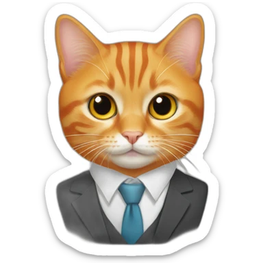 orange tabby cat on a social suit sticker