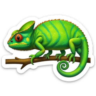 A green chameleon  sticker