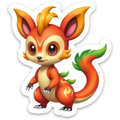 Colorful Exotic Meloetta-Chimchar-Virizion-Venom-Stitch-Fakémon-creature-hybrid sticker