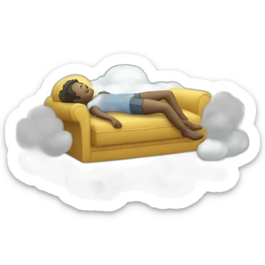 floating headless on a cloud sofa sticker