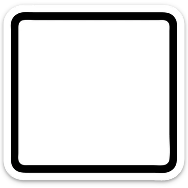 Minimalist white square with very bold black border, icon style, no background, outlined icon with no fill, no color, simple and clean design with strong border. sticker