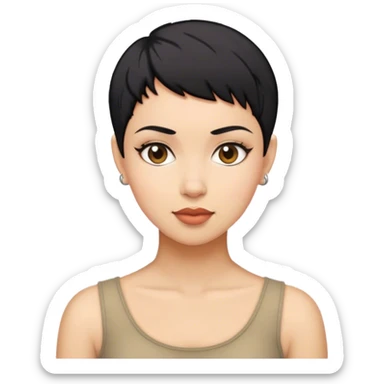 woman pixie cut black hair sticker