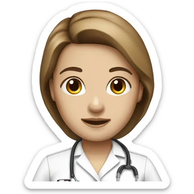 Female nurse white skin brown hair sticker