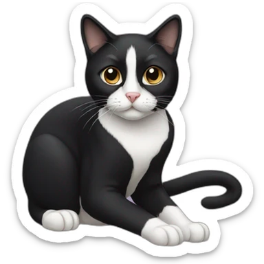 Tuxedo cat with lack nose sticker