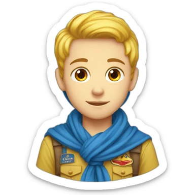 Scout boy with a RED ans YELLOW knotted scarf ans à blue scout shirt sticker