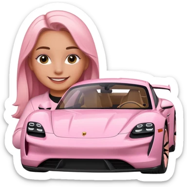 pink Porsche taycan with girl sticker